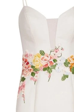 Tarik Ediz - Floral Embroidered V-Neck Trumpet Dress 50066 20 Tarik Ediz - Floral Embroidered V-Neck Trumpet Dress 50066