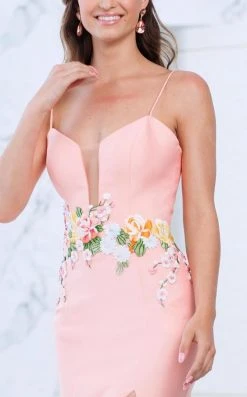 Tarik Ediz - Floral Embroidered V-Neck Trumpet Dress 50066 14 Tarik Ediz - Floral Embroidered V-Neck Trumpet Dress 50066