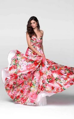 Tarik Ediz - Floral Print Long Dress 50095 Formal Gowns