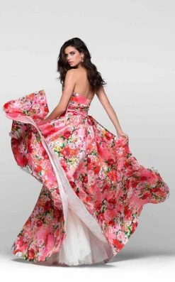 Tarik Ediz - Floral Print Long Dress 50095 Formal Gowns