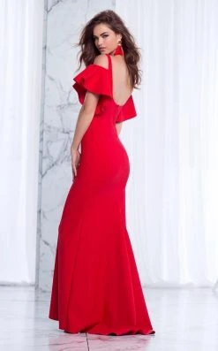 Formal Gowns Tarik Ediz - Fluttery Cold Shoulder Gown 50044