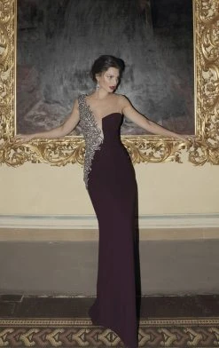 Tarik Ediz - Illusion Bateau Neck Sheath Gown 92756