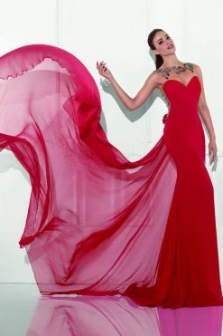 Formal Gowns Tarik Ediz - Illusion Bateau Neck Sheath Gown 92832