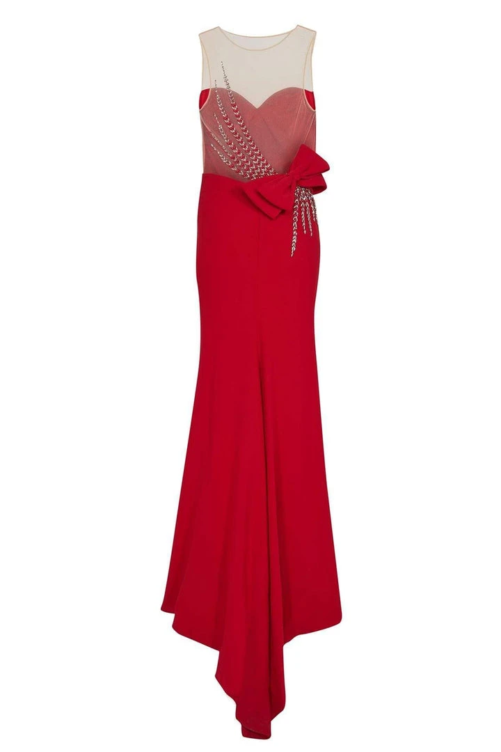 Formal Gowns Tarik Ediz - Illusion Embellished Open Back Long Gown 50083 9 Formal Gowns Tarik Ediz - Illusion Embellished Open Back Long Gown 50083