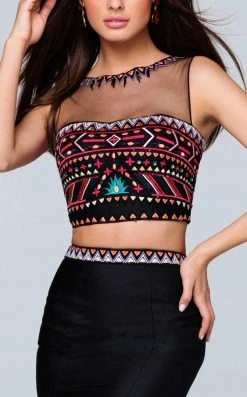 Tarik Ediz - Illusion Neckline Two-Piece Long Dress 50113