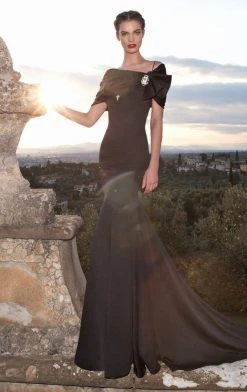 Formal Gowns Tarik Ediz - Jeweled Off-Shoulder Gown 92614