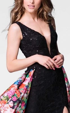 Formal Gowns Tarik Ediz - Lace Floral Long Dress 50024