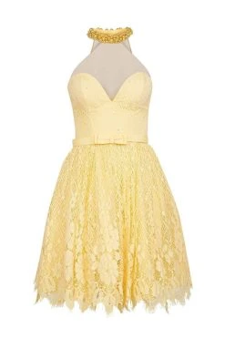 Cocktail Dresses Tarik Ediz - Lace Illusion Halter Neck Dress 50082 19 Cocktail Dresses Tarik Ediz - Lace Illusion Halter Neck Dress 50082