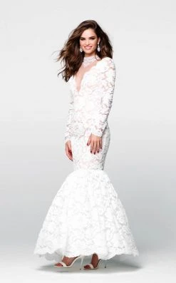 Tarik Ediz - Lace Illusion High Neck Mermaid Dress 50050