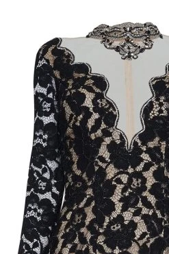 Tarik Ediz - Lace Illusion High Neck Mermaid Dress 50050