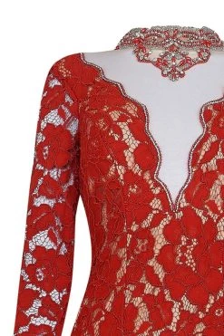 Tarik Ediz - Lace Illusion High Neck Mermaid Dress 50050