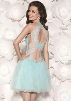 Cocktail Dresses Tarik Ediz - Lace Illusion Neck A-line Dress 90409 10 Cocktail Dresses Tarik Ediz - Lace Illusion Neck A-line Dress 90409