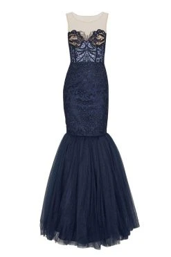 Tarik Ediz - Lace Illusion Neck Dress 50061 Formal Gowns