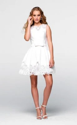 Tarik Ediz - Lace Jewel Neck A-line Dress 50048 Cocktail Dresses