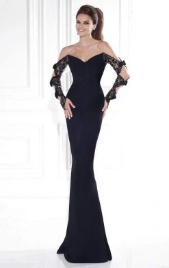 Formal Gowns Tarik Ediz - Lace V-Neck Gown 92571