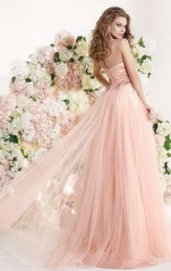 Tarik Ediz - MTE92323 Illusion Ornate Feathered Tulle Gown Formal Gowns