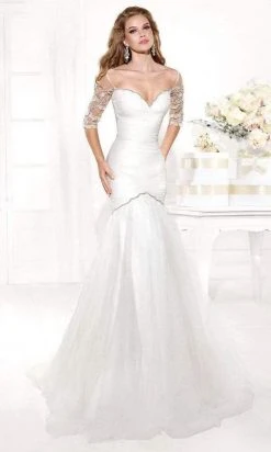 Tarik Ediz - Mte92372 Bejeweled Illusion Sleeve Fitted Trumpet Gown