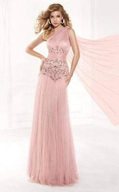 Tarik Ediz - Mte92384 Asymmetrical Ruched Illusion Sash Gown