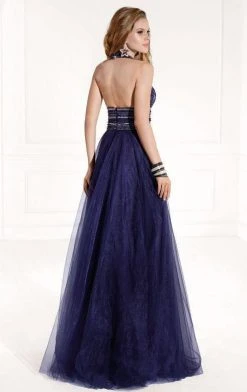 Formal Gowns Tarik Ediz - Mte92393 Crystal-Ornate Plunging Halter Gown