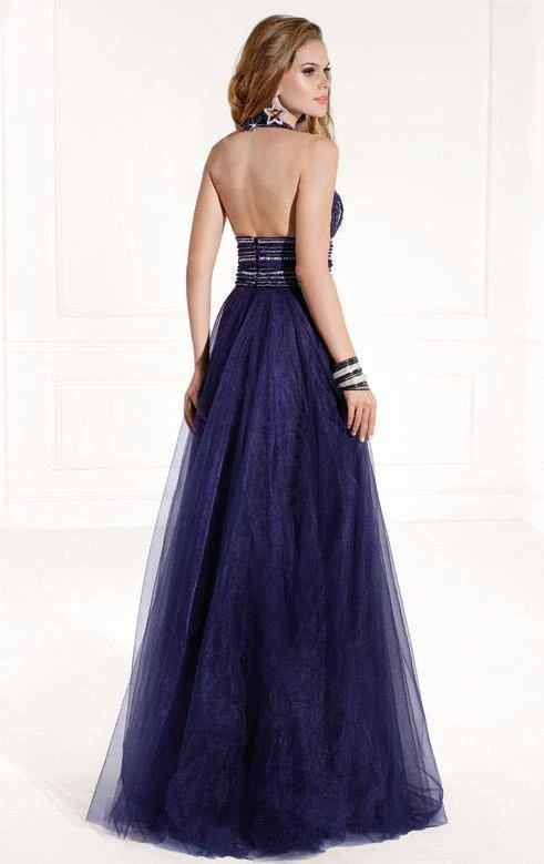 Formal Gowns Tarik Ediz - Mte92393 Crystal-Ornate Plunging Halter Gown 4 Formal Gowns Tarik Ediz - Mte92393 Crystal-Ornate Plunging Halter Gown