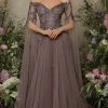Tarik Ediz - Off Shoulder Tulle Evening Gown 98077 - 1 Pc Wood Rose In Size 4 Available