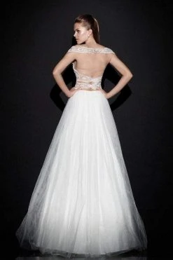 Formal Gowns Tarik Ediz - Off-Shoulder Tulle Gown 92501 5 Formal Gowns Tarik Ediz - Off-Shoulder Tulle Gown 92501