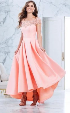 Tarik Ediz Off The Shoulder A-line Dress 50063 - 1 Pc Peach Nectar In Size 2 Available Formal Gowns