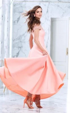 Tarik Ediz Off The Shoulder A-line Dress 50063 - 1 Pc Peach Nectar In Size 2 Available Formal Gowns