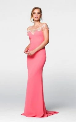 Formal Gowns Tarik Ediz - Off The Shoulder Sheath Dress 50057