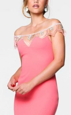 Formal Gowns Tarik Ediz - Off The Shoulder Sheath Dress 50057