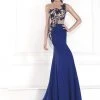 Tarik Ediz - One Shoulder Illusion Beaded Gown 92541 Formal Gowns