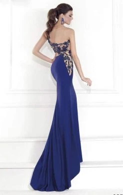 Tarik Ediz - One Shoulder Illusion Beaded Gown 92541 Formal Gowns