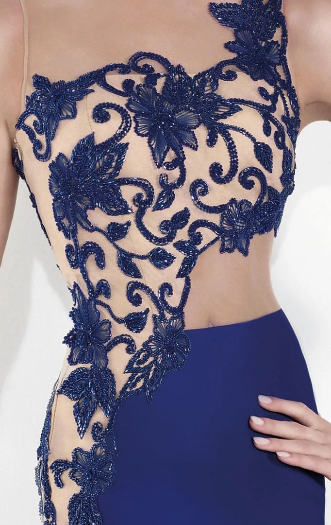 Tarik Ediz - One Shoulder Illusion Beaded Gown 92541 Formal Gowns 5 Tarik Ediz - One Shoulder Illusion Beaded Gown 92541 Formal Gowns