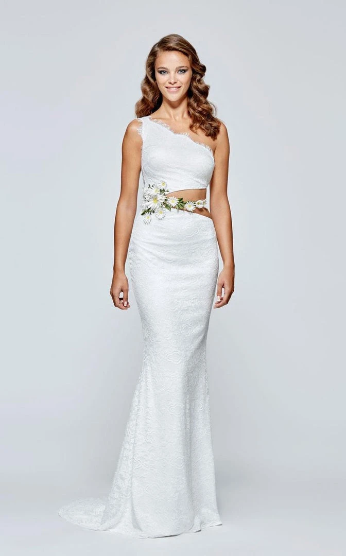 Tarik Ediz - One-Shoulder Lace Long Gown 93138 3 Tarik Ediz - One-Shoulder Lace Long Gown 93138