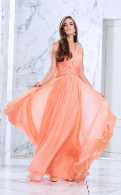 Tarik Ediz - Pearl Accented A-line Dress 50060 Formal Gowns