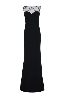 Formal Gowns Tarik Ediz - Pearl Embellished Sheath Dress 50084 16 Formal Gowns Tarik Ediz - Pearl Embellished Sheath Dress 50084