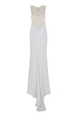 Formal Gowns Tarik Ediz - Pearl Embellished Sheath Dress 50084 21 Formal Gowns Tarik Ediz - Pearl Embellished Sheath Dress 50084