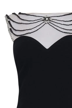 Formal Gowns Tarik Ediz - Pearl Embellished Sheath Dress 50084 17 Formal Gowns Tarik Ediz - Pearl Embellished Sheath Dress 50084