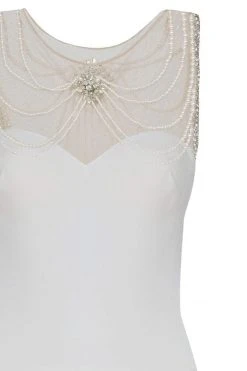 Formal Gowns Tarik Ediz - Pearl Embellished Sheath Dress 50084 20 Formal Gowns Tarik Ediz - Pearl Embellished Sheath Dress 50084