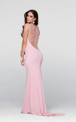 Formal Gowns Tarik Ediz - Pearl Embellished Sheath Dress 50084 14 Formal Gowns Tarik Ediz - Pearl Embellished Sheath Dress 50084