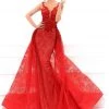 Tarik Ediz Plunging Illusion Applique Lace Overskirt Gown 93439 - 1 Pc Red In Size 6 Available 2 Tarik Ediz Plunging Illusion Applique Lace Overskirt Gown 93439 - 1 Pc Red In Size 6 Available