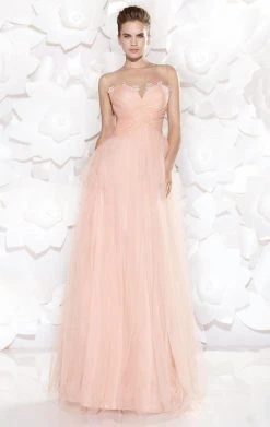 Tarik Ediz - Ruched Illusion Jewel Neck Gown 92517