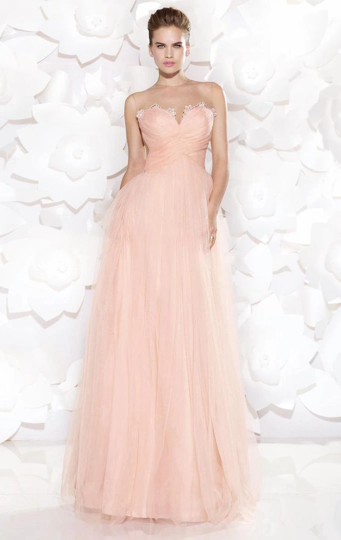 Tarik Ediz - Ruched Illusion Jewel Neck Gown 92517 3 Tarik Ediz - Ruched Illusion Jewel Neck Gown 92517