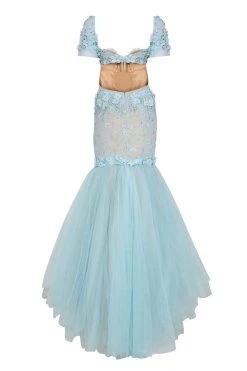 Formal Gowns Tarik Ediz - Sexy Back Floral Accent Mermaid Gown 92347 17 Formal Gowns Tarik Ediz - Sexy Back Floral Accent Mermaid Gown 92347