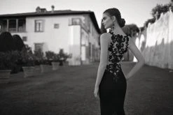 Tarik Ediz - Sheer Boat Neck Evening Gown 92612 Formal Gowns