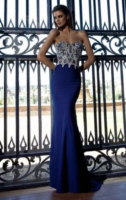 Tarik Ediz - Shimmering Lace Strapless Sweetheart Gown 92595 Formal Gowns