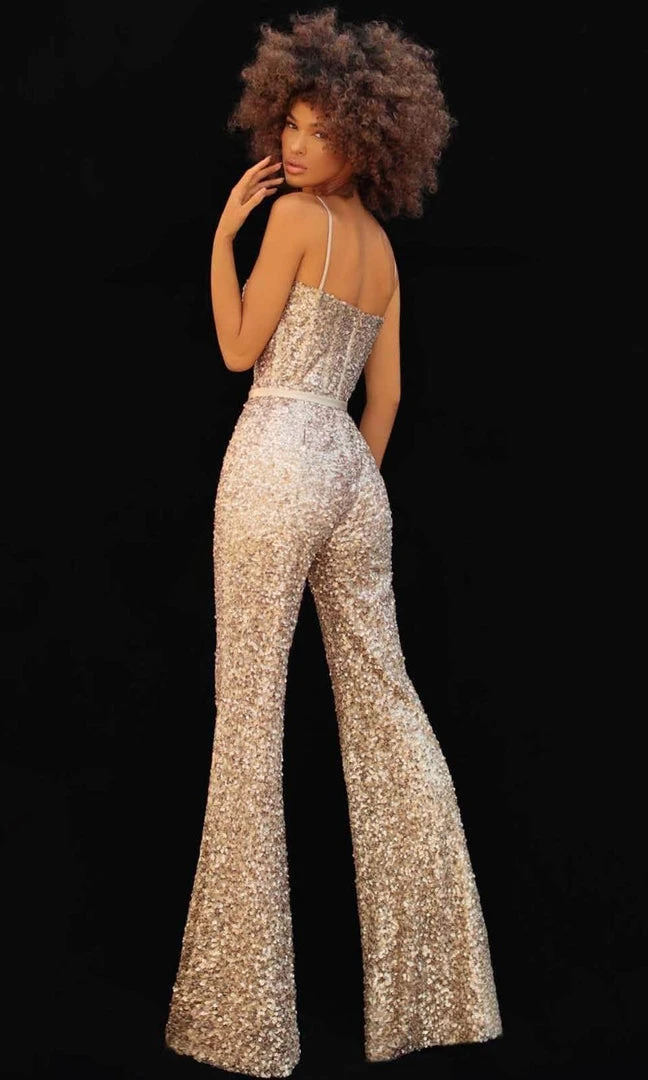 Formal Gowns Tarik Ediz - Sweetheart Sequin Evening Jumpsuit 51163 - 1 Pc Pink In Size 6 Available 4 Formal Gowns Tarik Ediz - Sweetheart Sequin Evening Jumpsuit 51163 - 1 Pc Pink In Size 6 Available