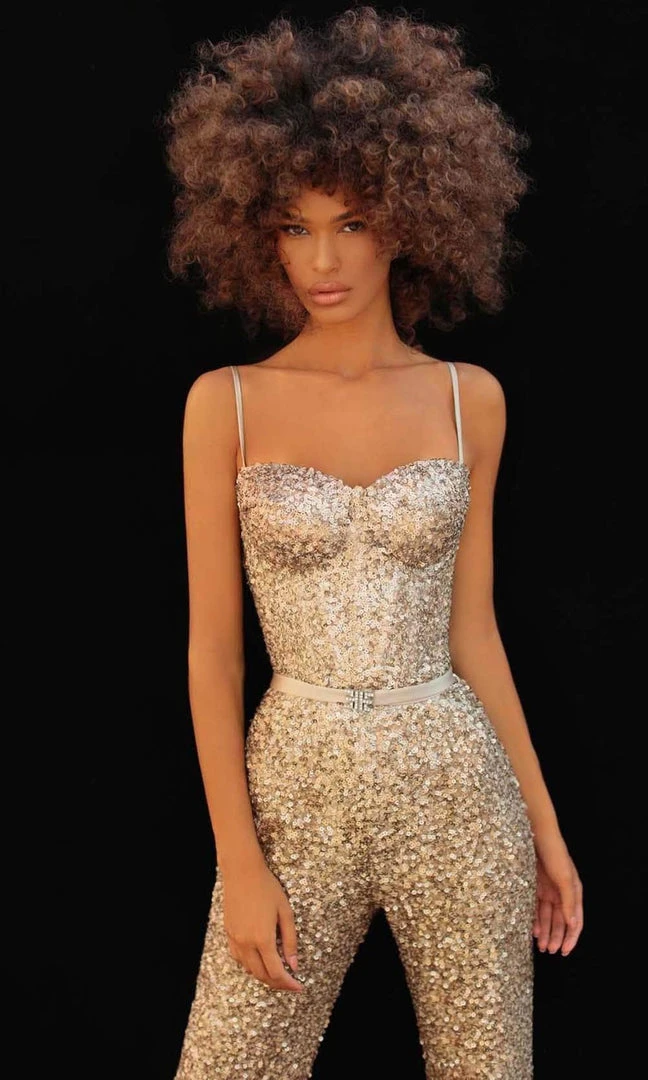 Formal Gowns Tarik Ediz - Sweetheart Sequin Evening Jumpsuit 51163 - 1 Pc Pink In Size 6 Available 5 Formal Gowns Tarik Ediz - Sweetheart Sequin Evening Jumpsuit 51163 - 1 Pc Pink In Size 6 Available