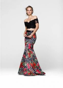 Formal Gowns Tarik Ediz - Two Piece Floral Dress 50029