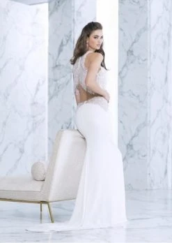 Formal Gowns Tarik Ediz - Two Piece Fringe Gown 50047 7 Formal Gowns Tarik Ediz - Two Piece Fringe Gown 50047